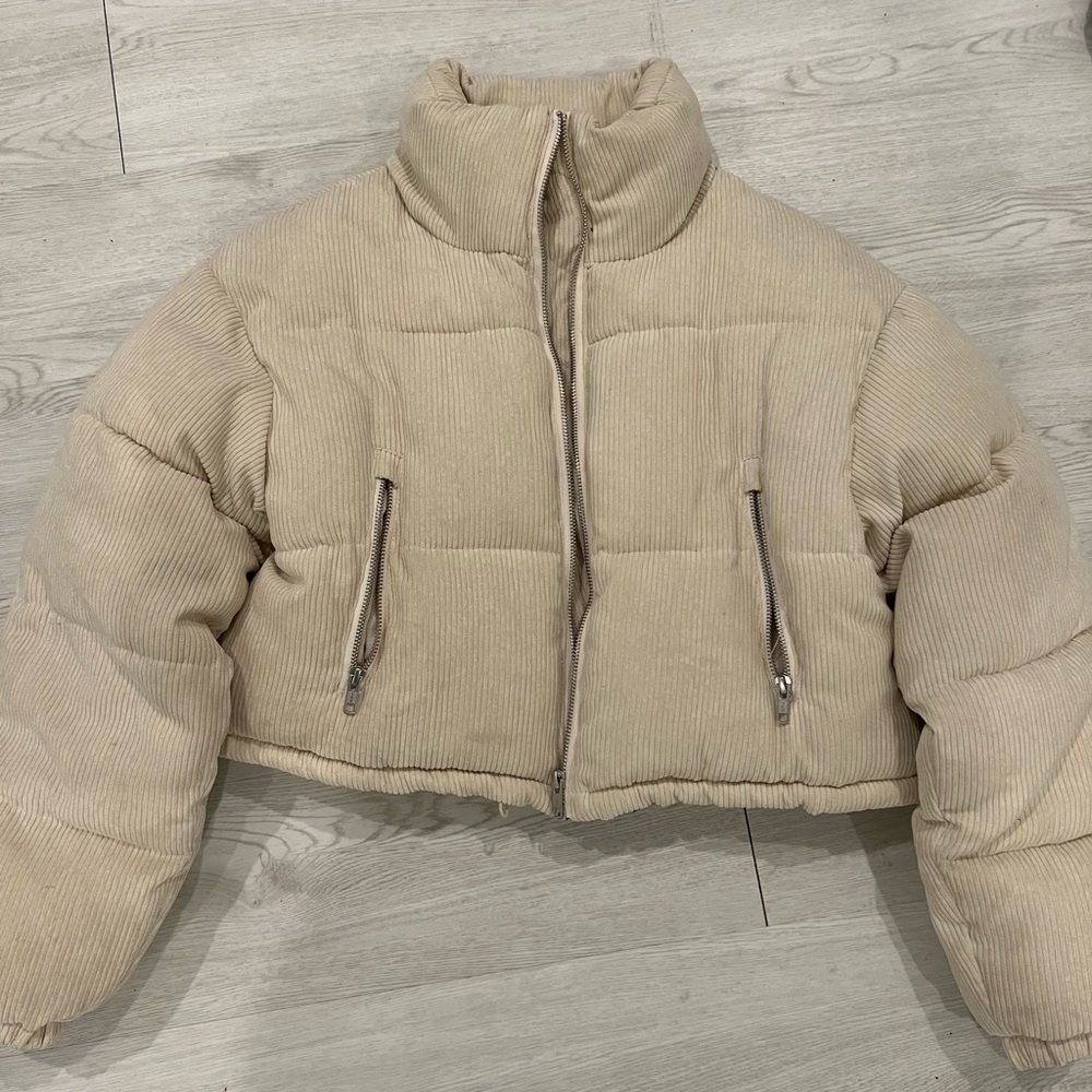 Cream colored Adika puffer jacket